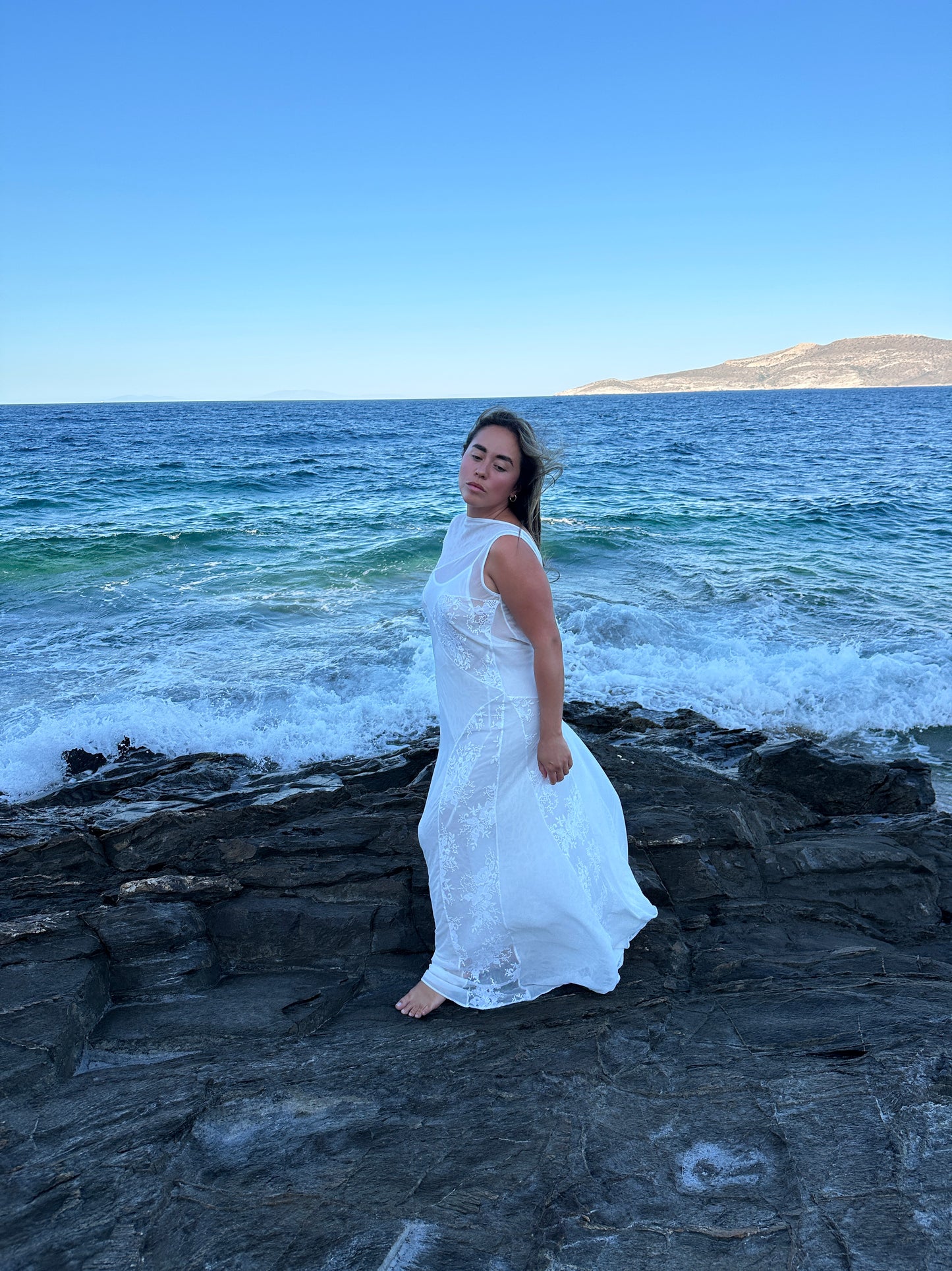 Adria Dress – Patchwork Silk Chiffon & Lace Couture Wedding Gown