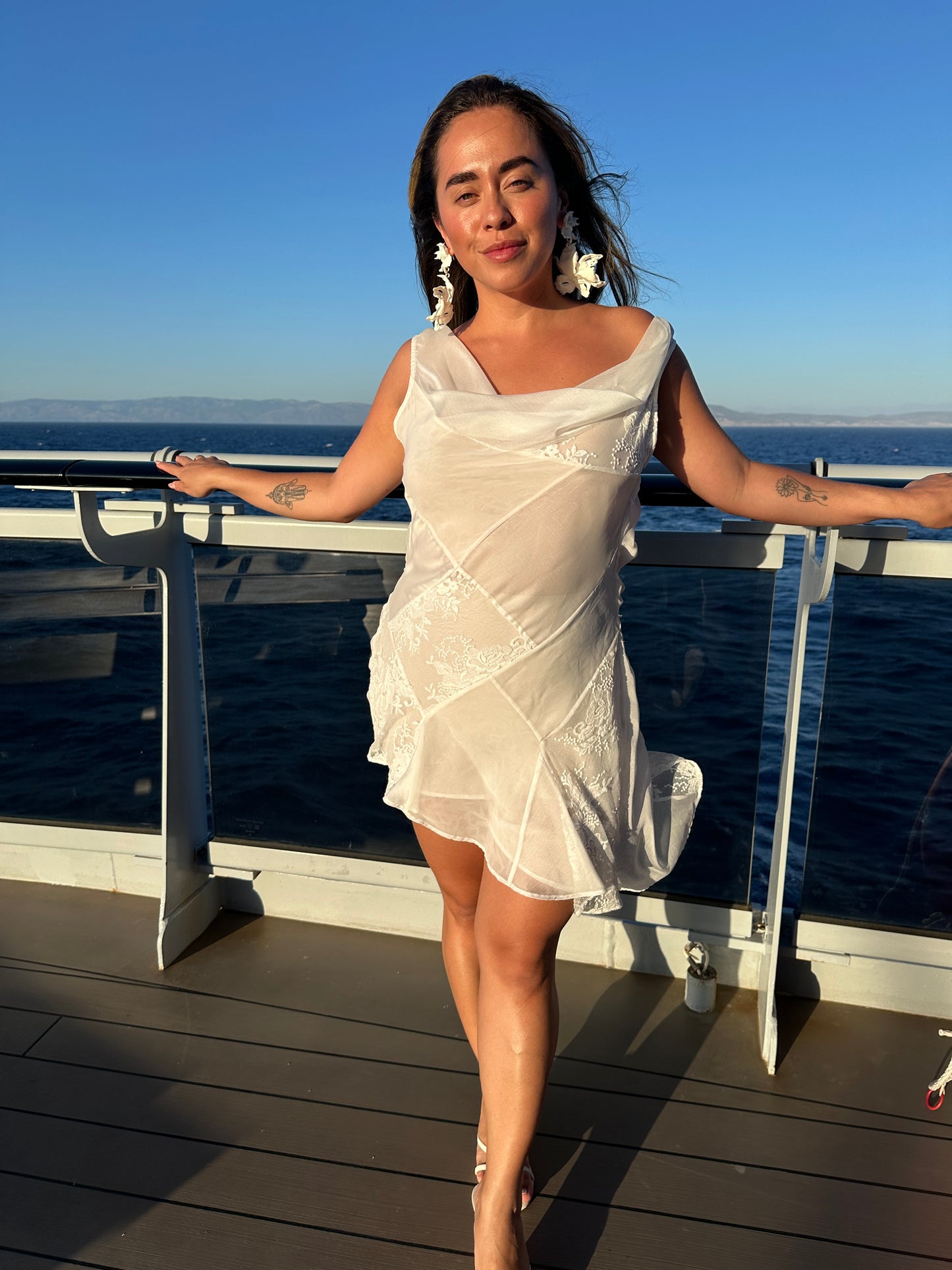 Milos Dress – Luxe Patchwork Silk Chiffon & Lace Mini Bridal Gown